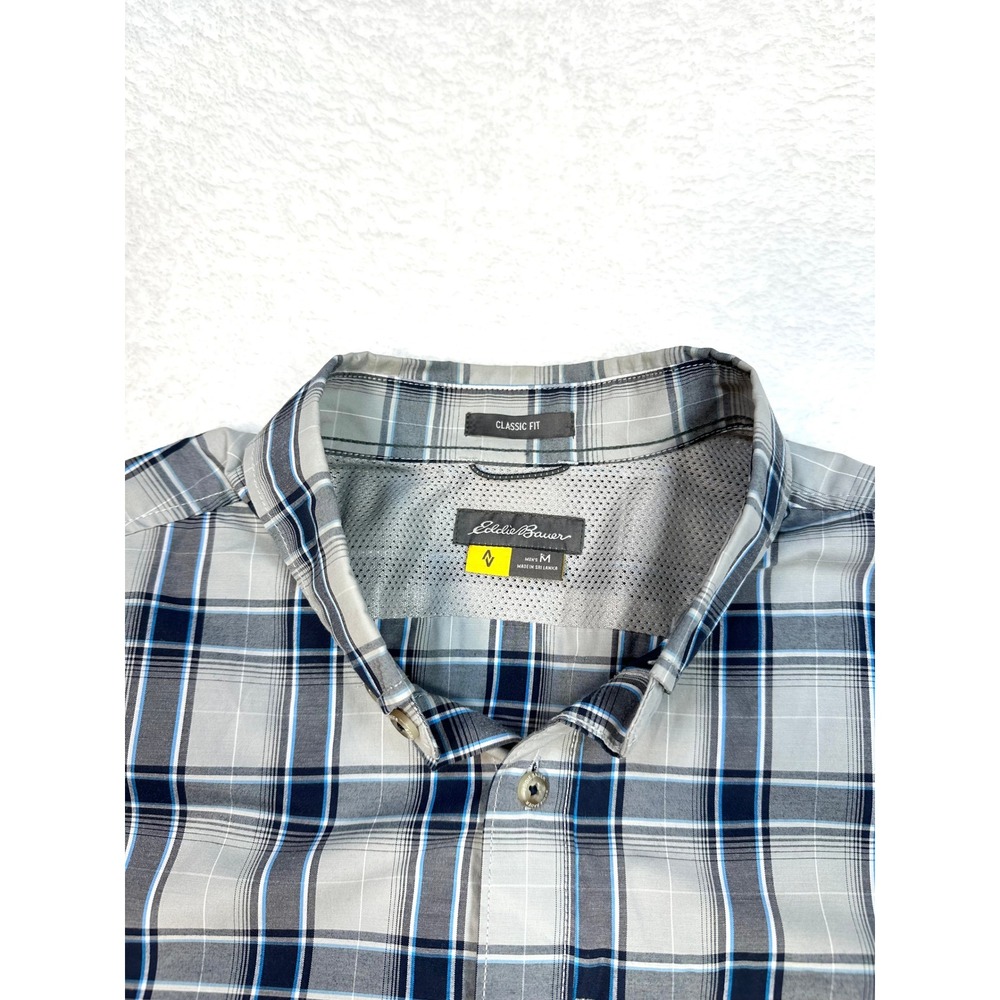 Eddie Bauer Shirt‎ Travex M classic blue plaid fishing outdoor gorpcore - Picture 3 of 11